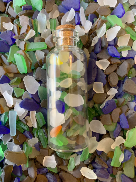 Tiny Sea Glass Bottle | Genuine Real Micro Beach Glass Bottle | Coastal Decor Gift